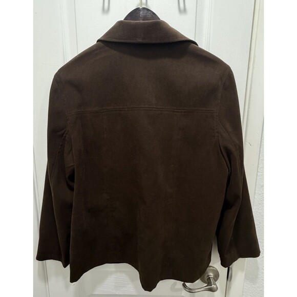Talbots Womens Jacket Small S Brown Faux Suede Microfiber Stretch Button Front - Picture 3 of 6